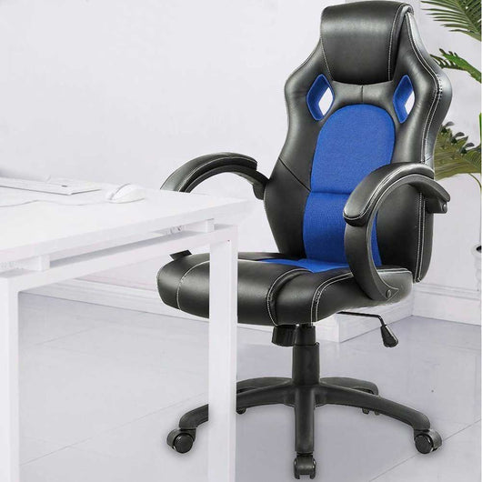 Sedia Poltrona Da Ufficio Direzionale Ruote Girevoli Sportiva Racer Gaming Blu