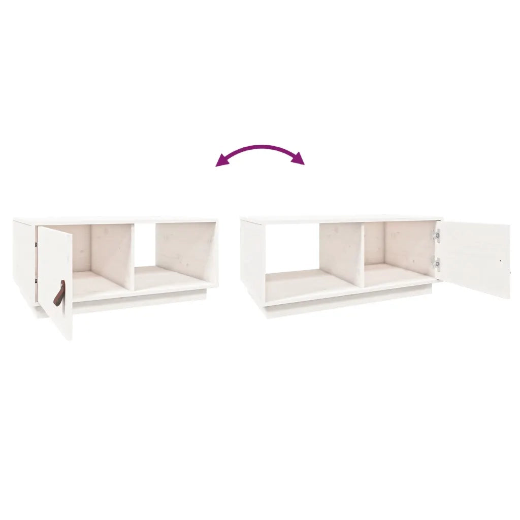 Tavolino da Salotto Bianco 80x50x35,5 cm Legno Massello di Pino 818261