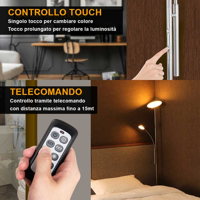 Lampada PIantana da Terra Touch LED 36W 2000Lm 2 Luci Dimmerabile + Telecomando
