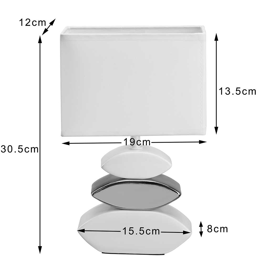 Lampada da Tavolo Lume Comodino Ceramica Tessuto Bianco Design Moderno Abatjour