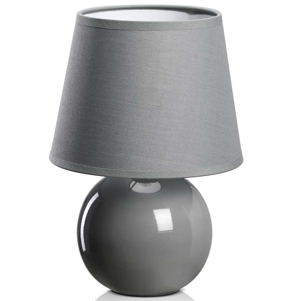 Lampada da Tavolo Lume Comodino Ceramica Tessuto Grigio Design Moderno Abatjour