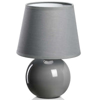Lampada da Tavolo Lume Comodino Ceramica Tessuto Grigio Design Moderno Abatjour