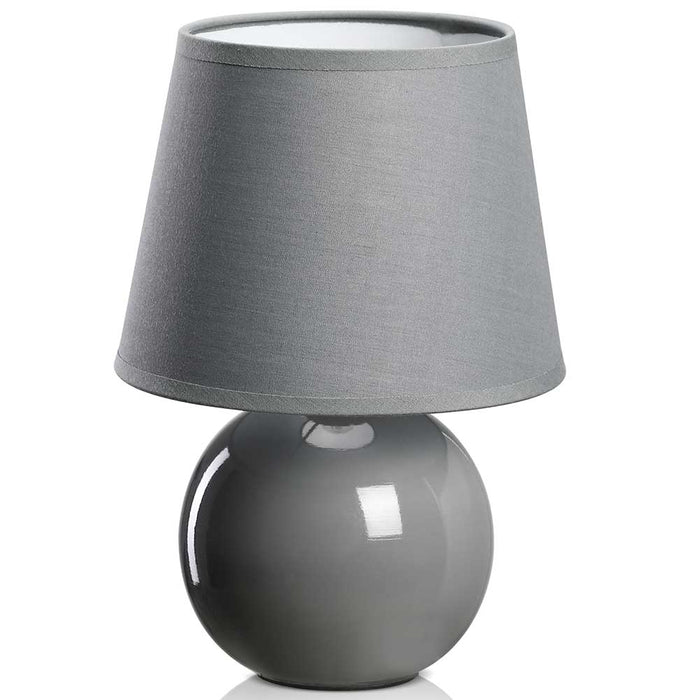 Lampada da Tavolo Lume Comodino Ceramica Tessuto Grigio Design Moderno Abatjour