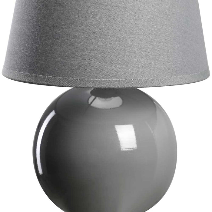 Lampada da Tavolo Lume Comodino Ceramica Tessuto Grigio Design Moderno Abatjour