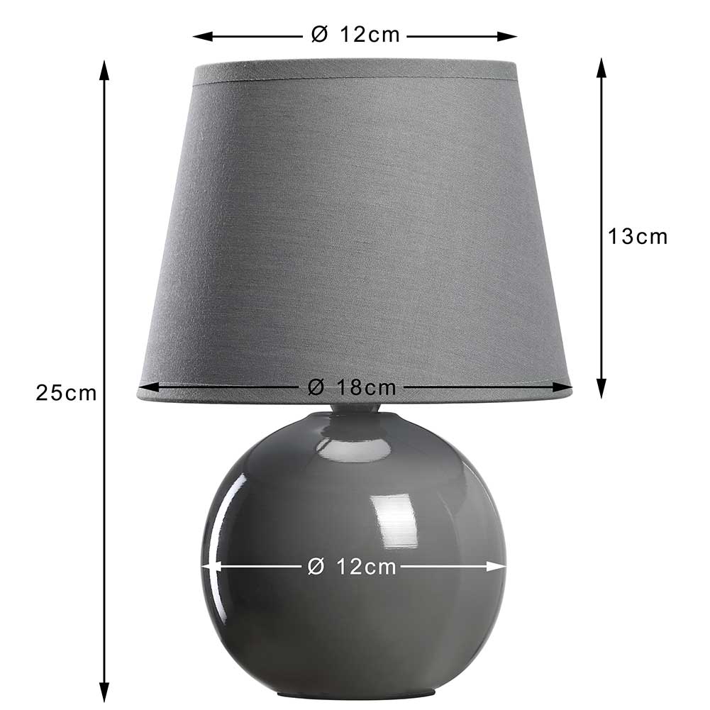 Lampada da Tavolo Lume Comodino Ceramica Tessuto Grigio Design Moderno Abatjour