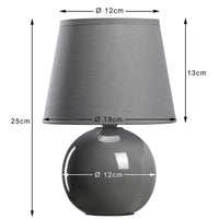 Lampada da Tavolo Lume Comodino Ceramica Tessuto Grigio Design Moderno Abatjour