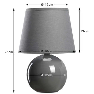 Lampada da Tavolo Lume Comodino Ceramica Tessuto Grigio Design Moderno Abatjour