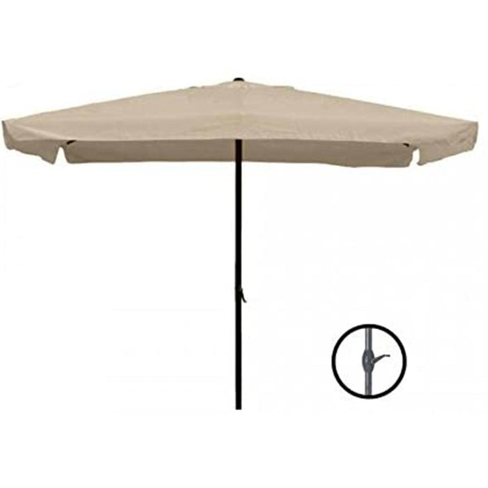 Ombrellone Giardino Palo Centrale 3x2 Tortora Telo con Flap Chiusura Carrucola
