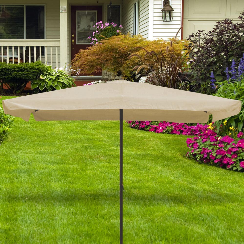 Ombrellone Giardino Palo Centrale 3x2 Tortora Telo con Flap Chiusura Carrucola