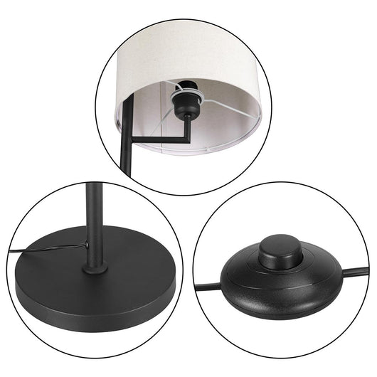 Lampada Piantana Terra Design Moderno Paralume E27 Tessuto e Metallo Nero