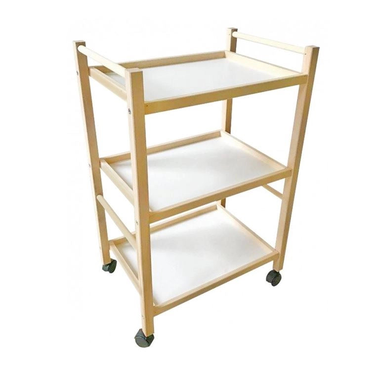 Carrello Multiuso da Cucina in Legno di Faggio 64 x 40 x 28 cm