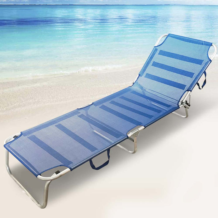 Lettino Prendisole Pieghevole in Alluminio e Texilene Mare Spiaggia Sdraio Blu