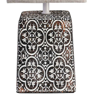 Lampada da Tavolo Lume Comodino Ceramica Tessuto Tortora Design Moderno Abatjour