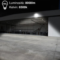 Faro Led 100W Luce Alta Luminosita 8000lm Faretto Esterno Slim Bianco Freddo