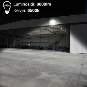 Faro Led 100W Luce Alta Luminosita 8000lm Faretto Esterno Slim Bianco Freddo