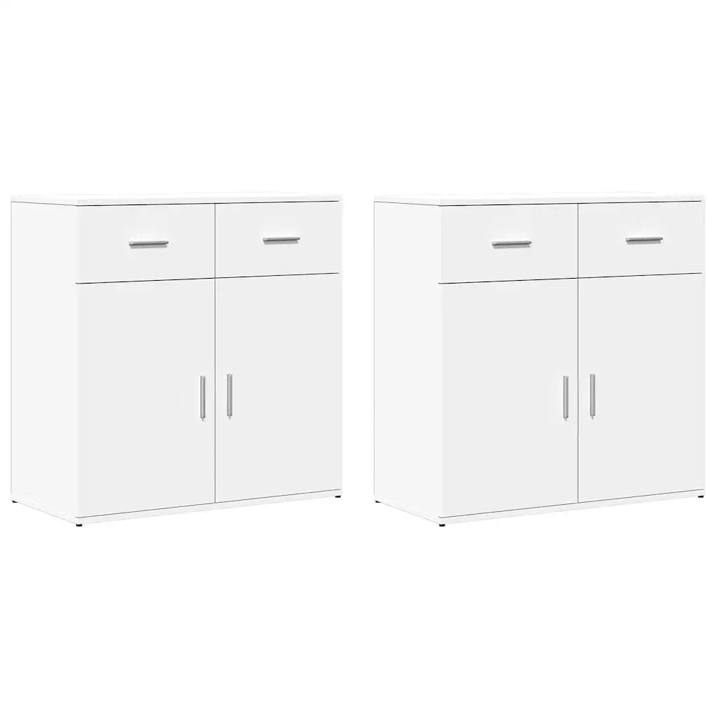 Credenze 2 pz Bianche 79x38x80 cm in Legno Multistrato