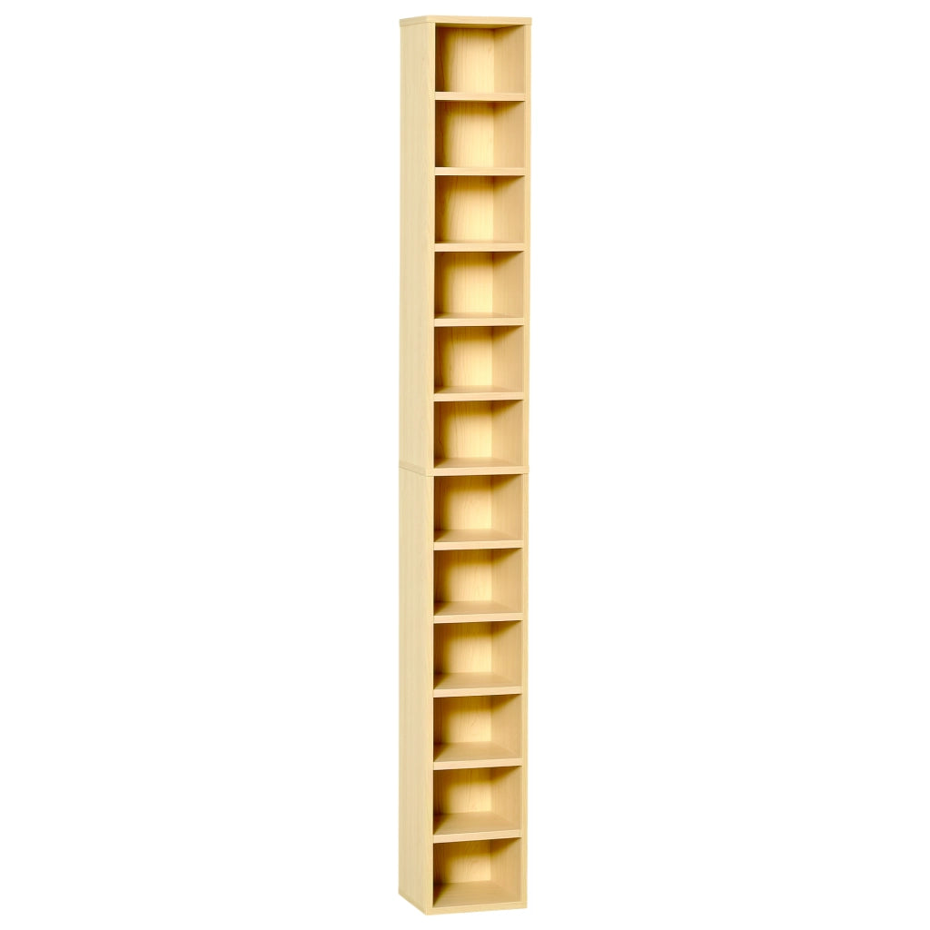 Mobile Libreria Porta CD a 12 Ripiani per 204 CD, in MDF e Truciolato, 21x20x175 cm, color Legno