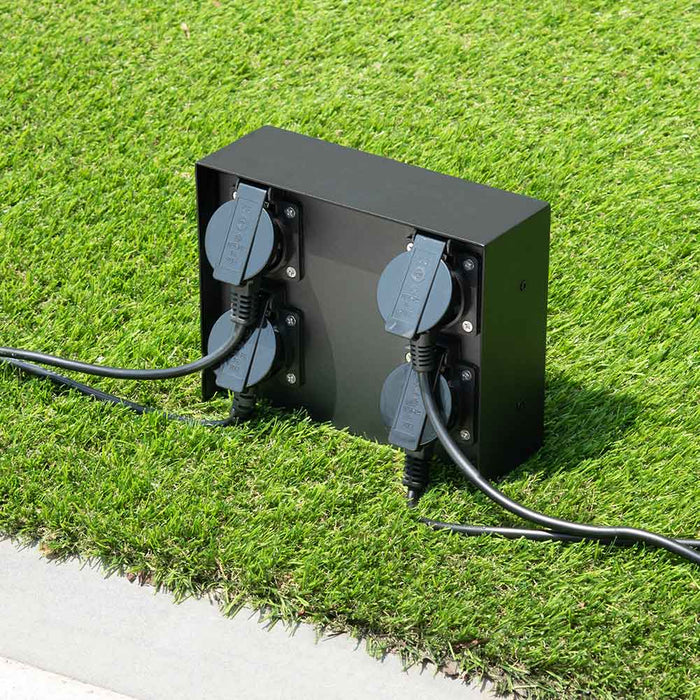 Colonna Elettrica Giardino Colonnina 4 Prese Shucko Impermeabili Terra Parete