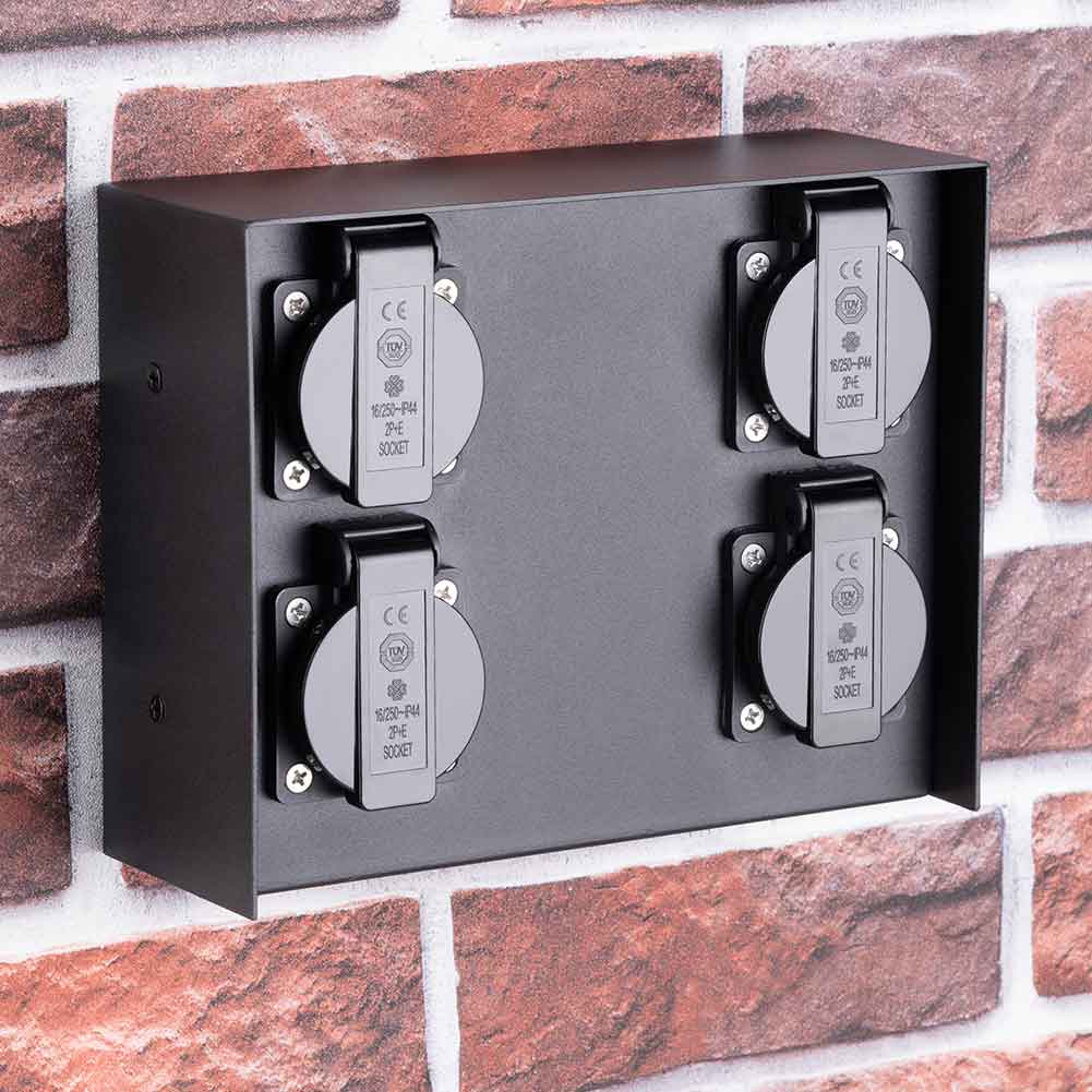 Colonna Elettrica Giardino Colonnina 4 Prese Shucko Impermeabili Terra Parete
