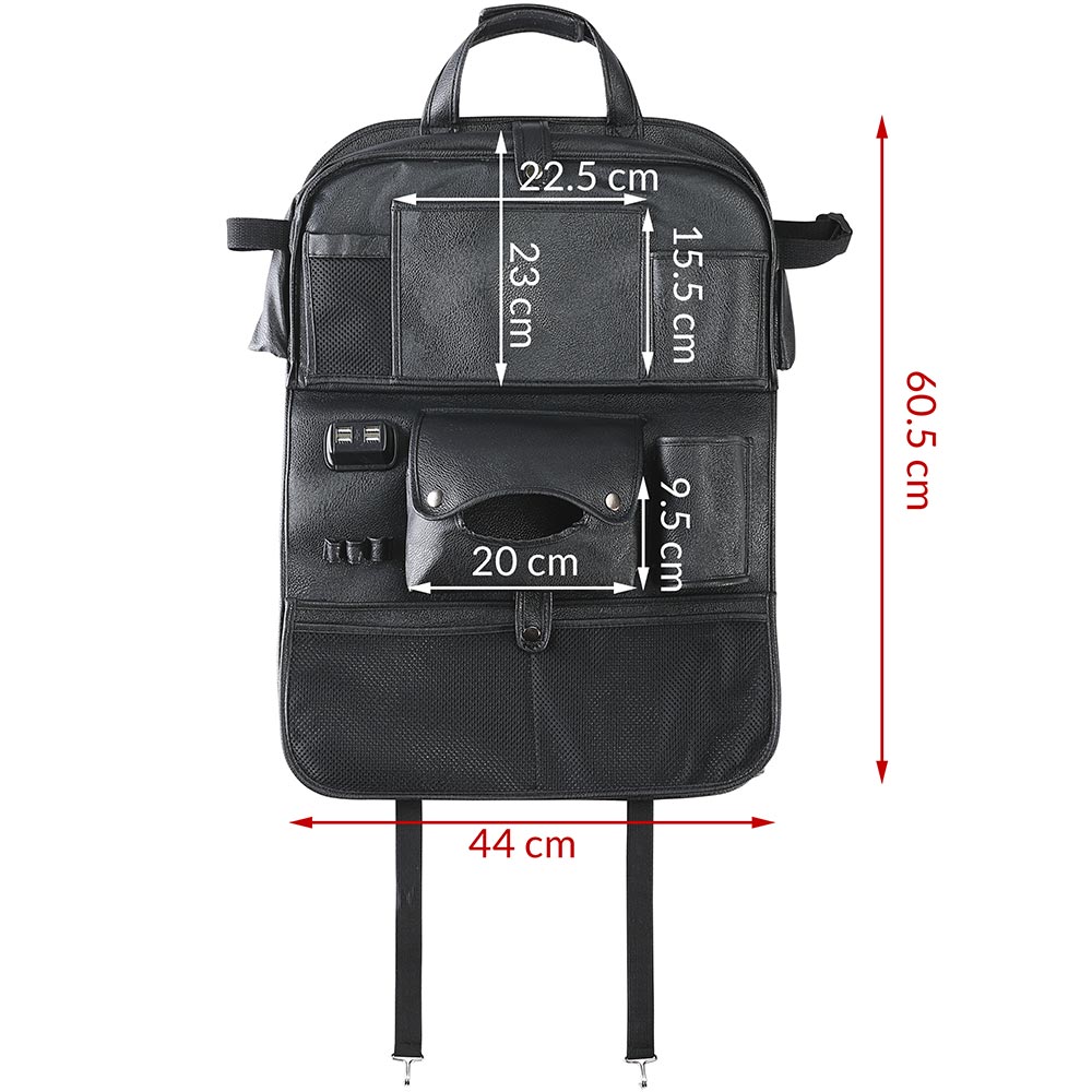 Organizer Schienale Sedile Auto Organizzatore con USB Tavolino Tasche Portatutto