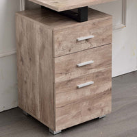 Scrivania con Cassettiera Tavolo Porta Pc Computer Acciaio Legno Ufficio Quercia