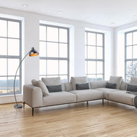 Lampada Arco Piantana Terra Design Moderno Industriale Metallo Luce E27 Nero Oro