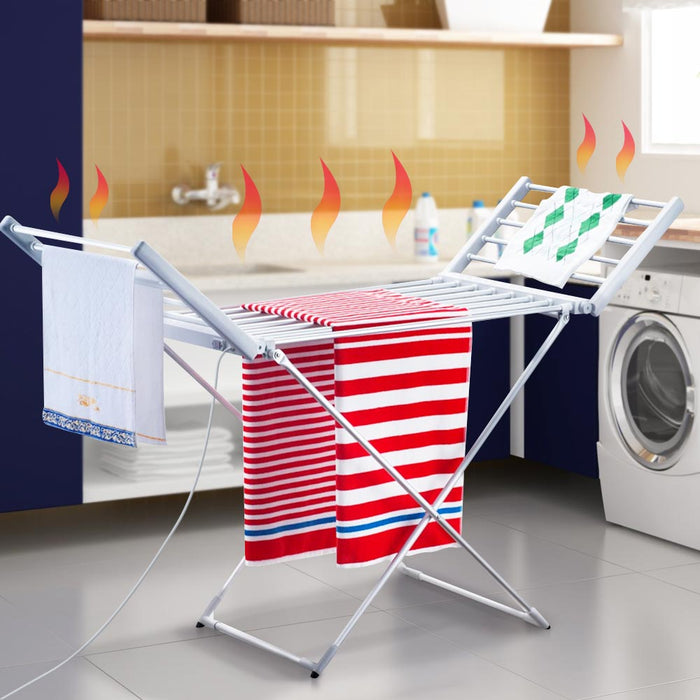 Stendibiancheria Elettrico 220W Stendino Asciugabiancheria Pieghevole Alluminio