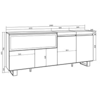 Credenza, Mobile, 208x35x87cm, 4 Porte, Camino elettrico XXL, Design industriale, Nero RF3217
