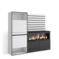 Credenza, 167x35x145cm, Camera da letto, Camino elettrico XXL, Scarpiera, Bianco RF3385