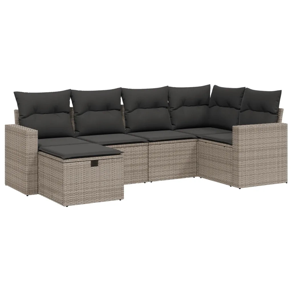 Set Divano da Giardino 6 pz con Cuscini Grigio in Polyrattan 3263486
