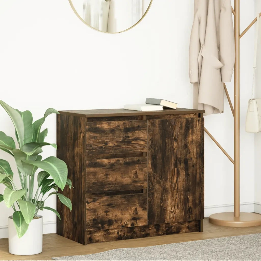 Credenza con Cassetto Rovere Fumo 71x35x65 cm in Truciolato 861575