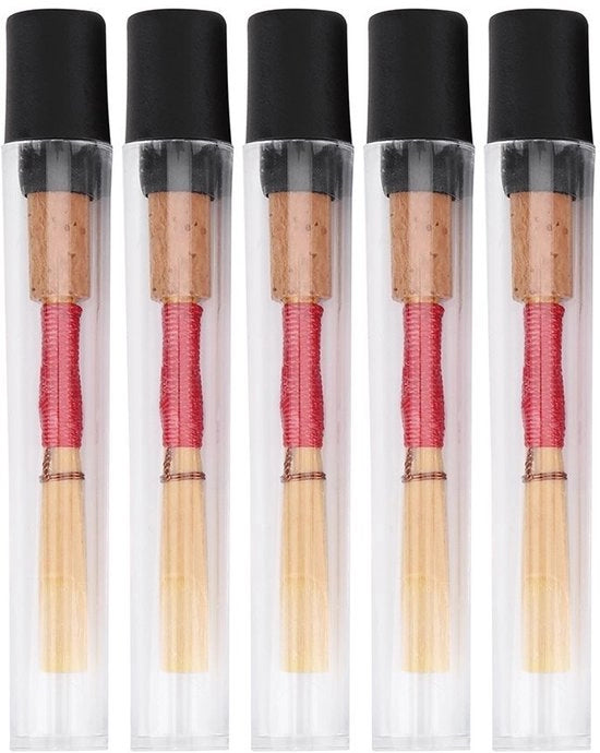 Oboe Riet Medio - 5 Pezzi - Sostenibile - Realizzato con Bastoncini di Bambù - Adatto per Principianti - Lunga Durata - Rietto per Oboe