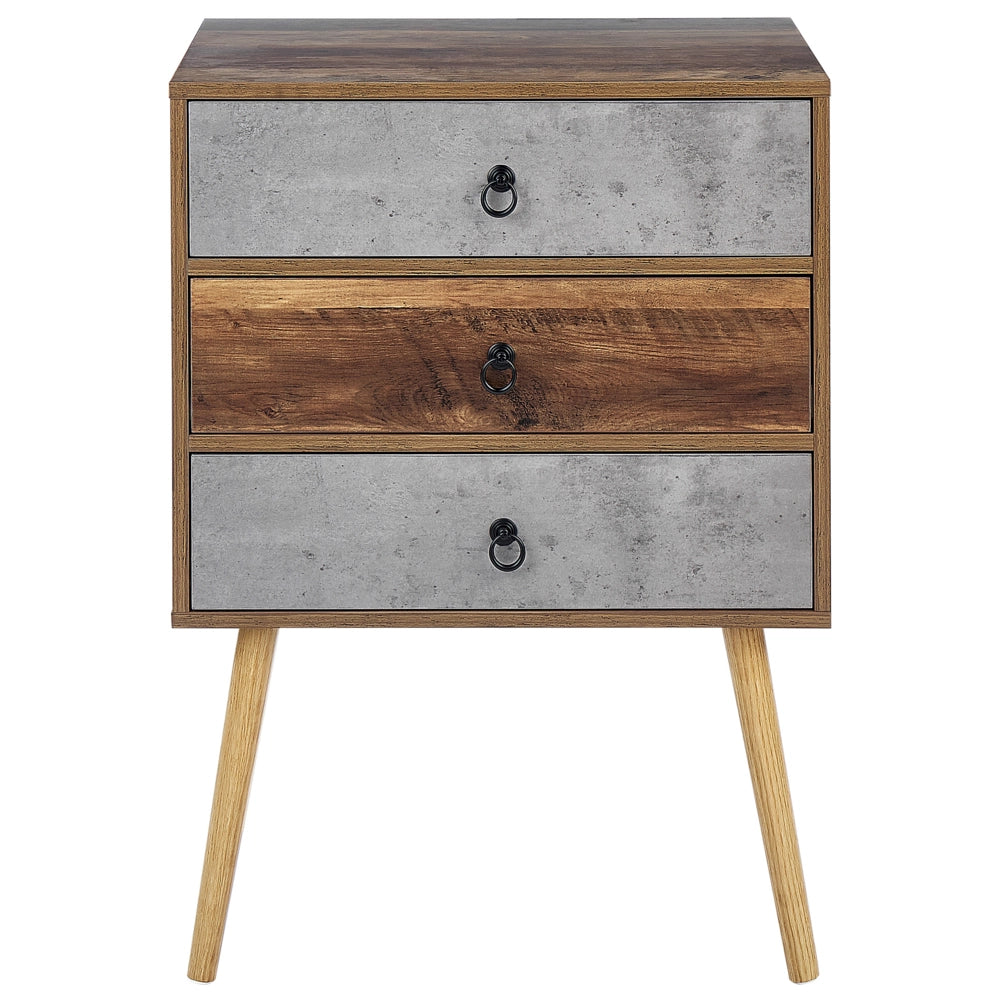 Credenza in legno scuro con truciolare grigio Design rustico Cassettiera con 3 cassetti Soggiorno