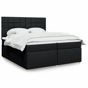 Giroletto a Molle con Materasso Nero 200x200 cm in Tessuto