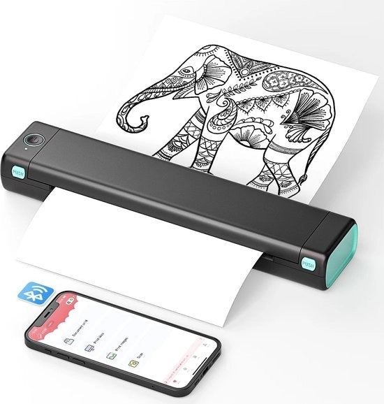 Stampante di stencil per tatuaggi - Stampante per tatuaggi - Fotostampa - Stampante termica - Incl. Carta trasferente + Tasca di stoccaggio - Nero/Blu