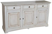 Madia credenza arte povera 3 porte legno bianco anticato 170x46x96 - Mobili 2G