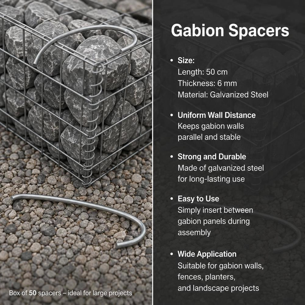 Gabion Spacers, 50 Pieces, Galvanized Steel, 50 Cm
