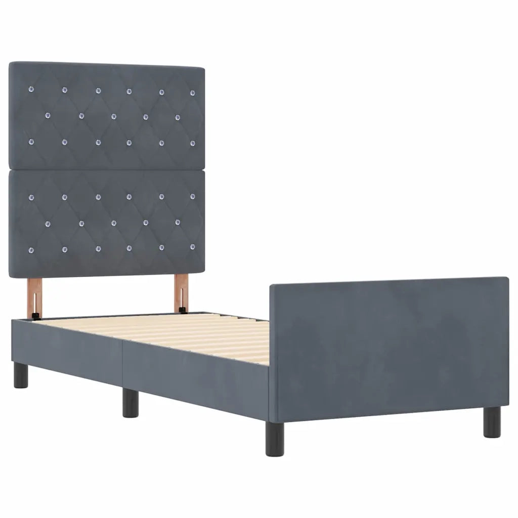 Letto a molle con testiera-Rete con Testiera Grigio scuro 80 x 200 cm Velluto
