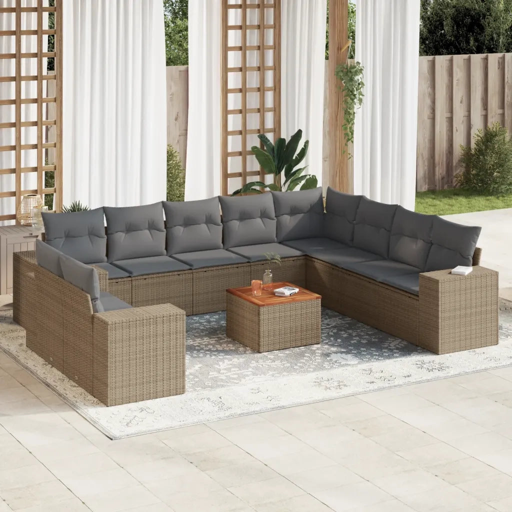 Set Divani da Giardino 11 pz con Cuscini Beige in Polyrattancod mxl 88260