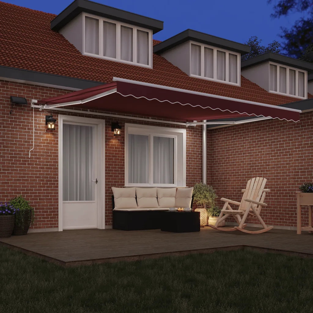 Tenda da Sole Retrattile Manuale con LED Bordò 400x300 cm 3214974