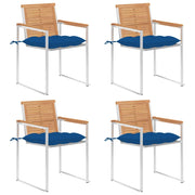 Sedie da Giardino con Cuscini 4 pz in Legno Massello di Teak cod mxl 8649