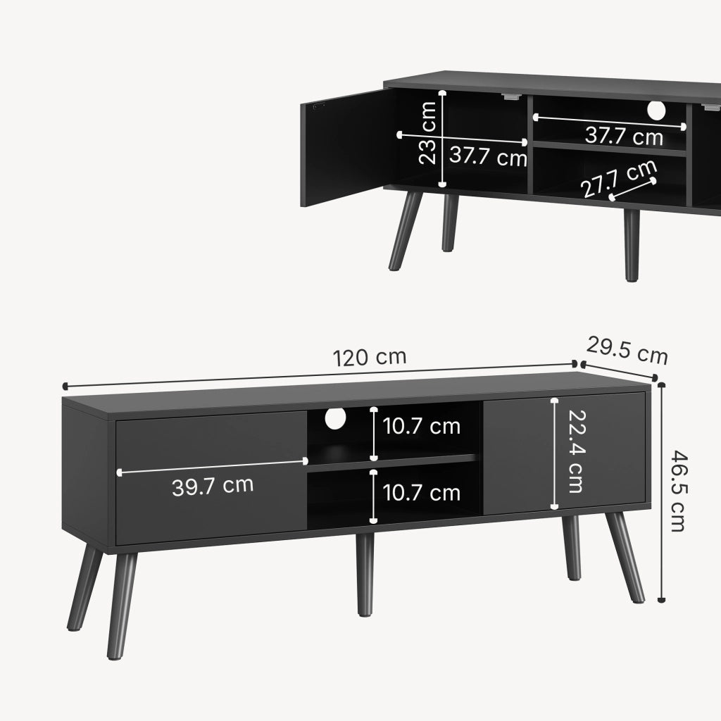 Mobile Porta TV Eskilstuna a 2 Ante e Ripiani 120 x 30 x 47 cm - Grigio Scuro [en.casa]