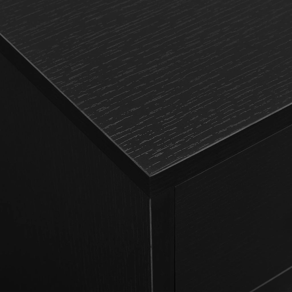 Comodino/comodino con 2 cassetti elegante truciolare rivestito in melaminico nero 38 x 34 x 37 cm 03_0004192
