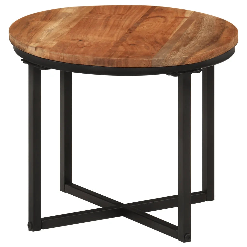 Tavolino Salotto 35x35x30cm in Legno Massello di Acacia e Ferro 372739