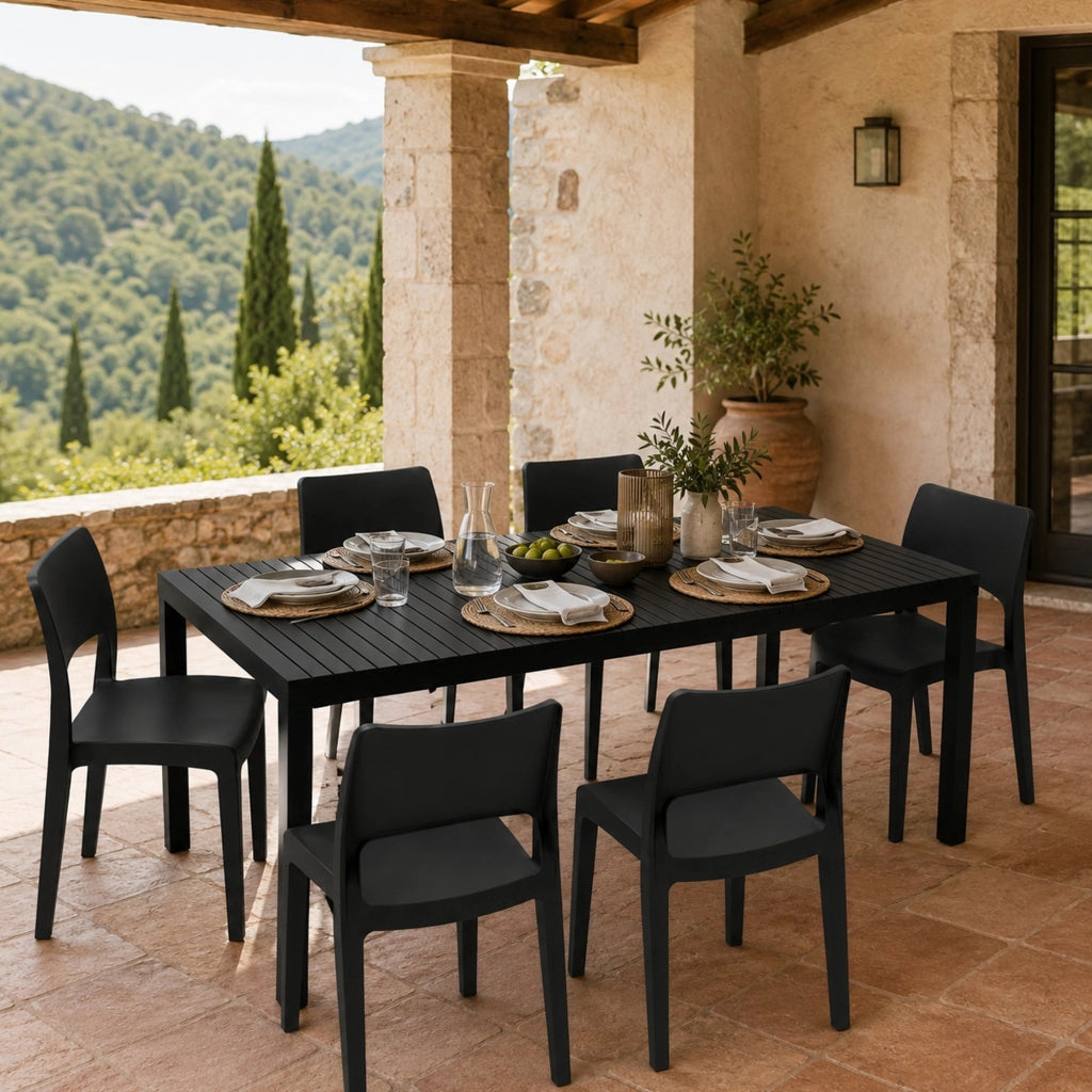 Salottino Outdoor Maseta, set Salotto da Esterno 6 Posti Made in Italy, Nero Antracite