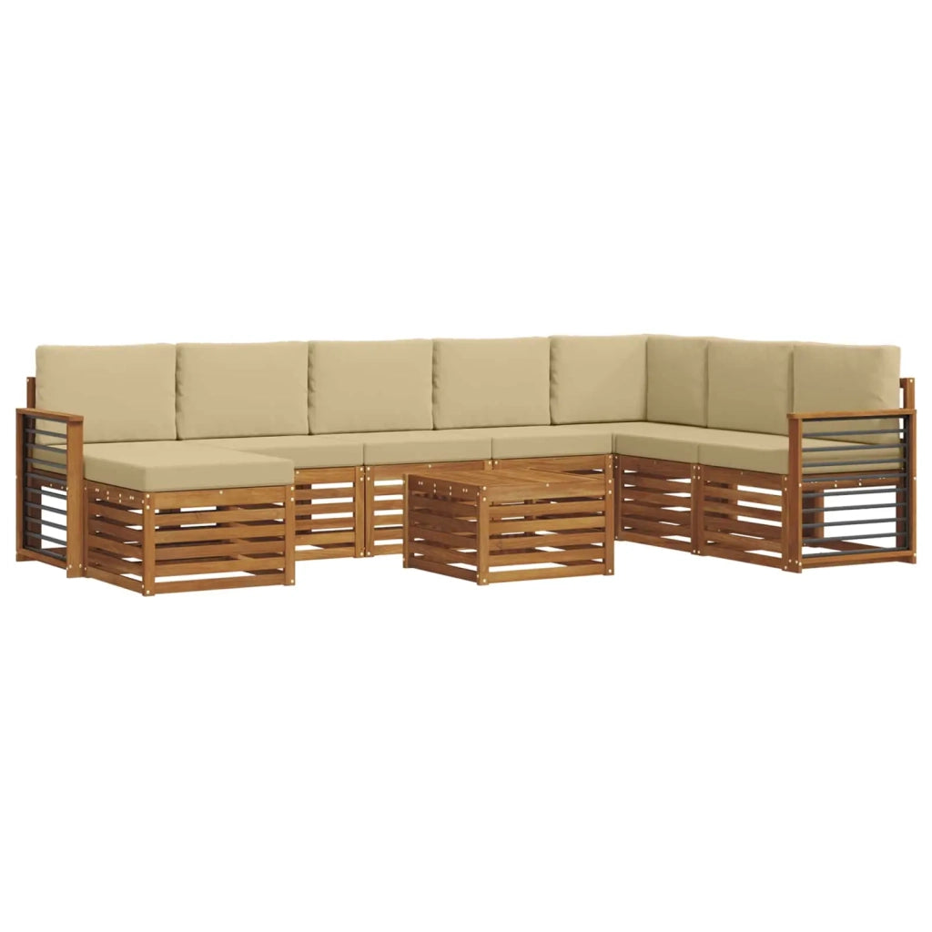 Set di divani da esterno con cuscino 9 pcs Naturale e Beige