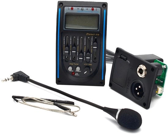 Equalizzatore a 5 bande per chitarra acustica con preamplificatore per chitarra e piezoelettrico con tuner e display LCD