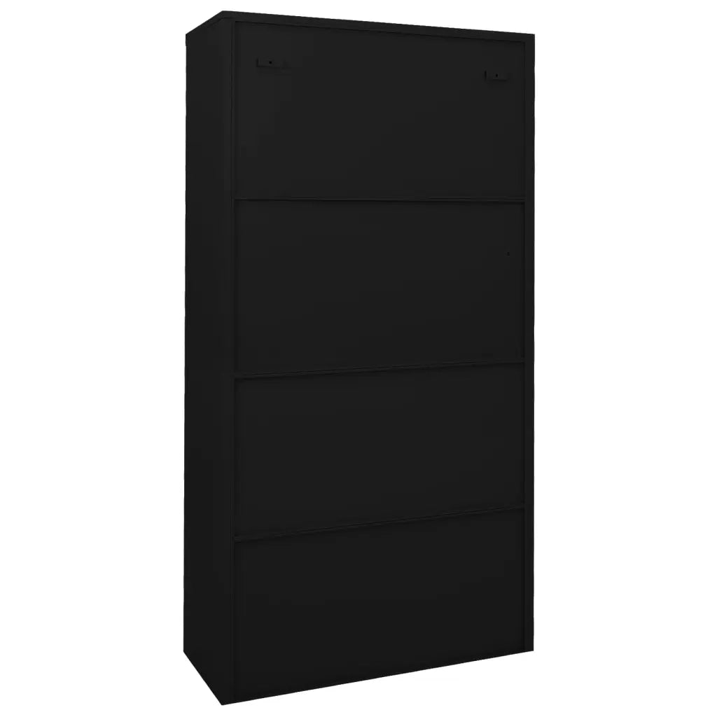 Armadio per Ufficio Anta Scorrevole Nero 90x40x180 cm Acciaio 335964