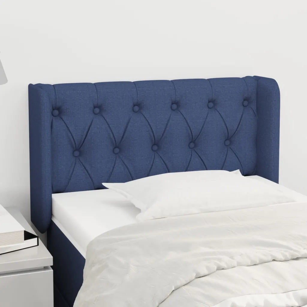Testiera ad Orecchio-Testata con Orecchie Blu 83x16x78/88cm in Tessuto 464083