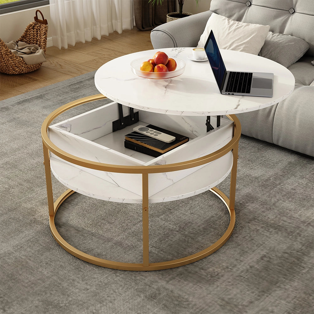 Vicco tavolino soggiorno Bianco/Oro 77 x 77 cm